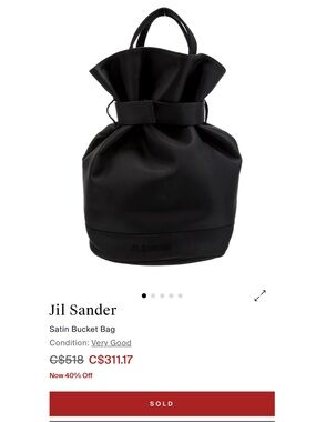 Jil Sander Black Satin Drawstring Bucket Bag